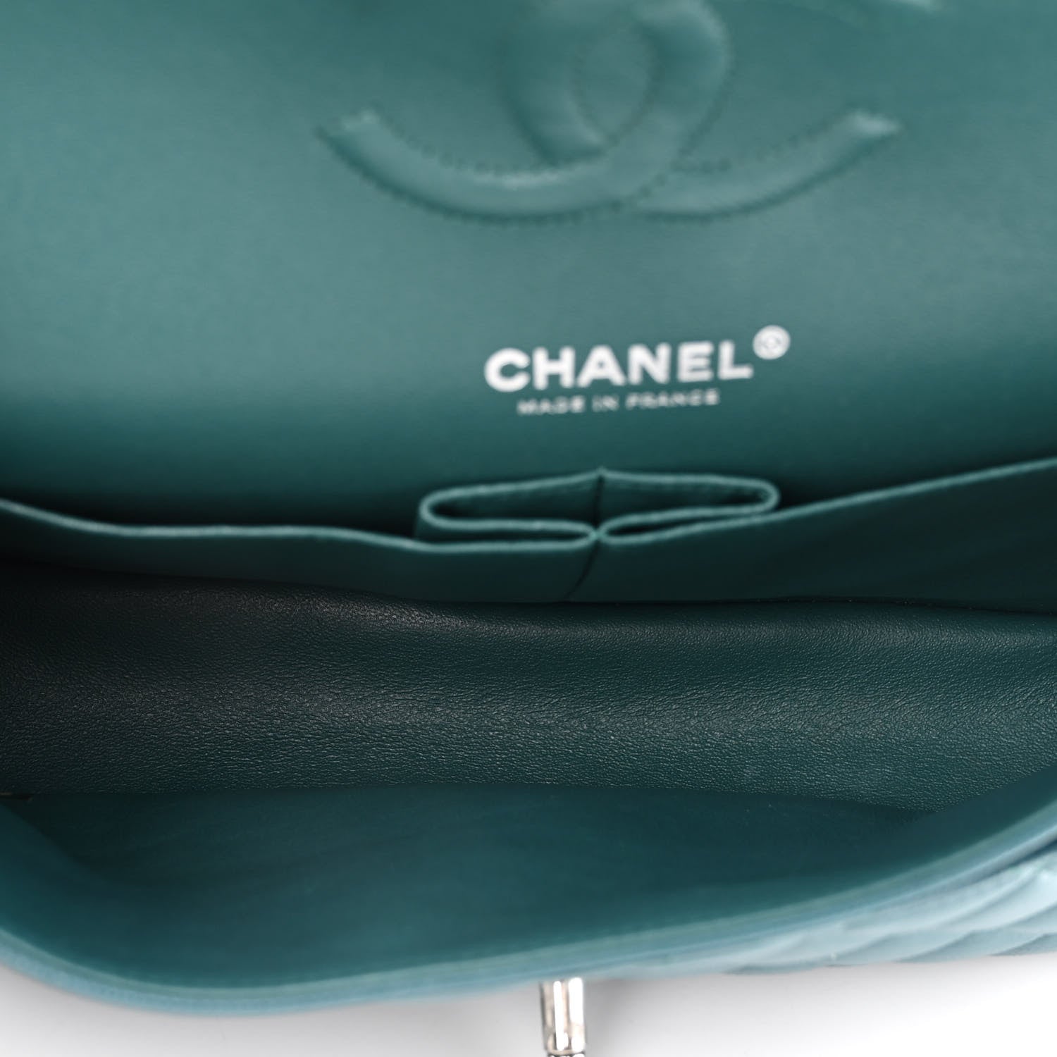 Chanel Caviar Quilted Medium Double Flap Dark Turquoise 5 of 10