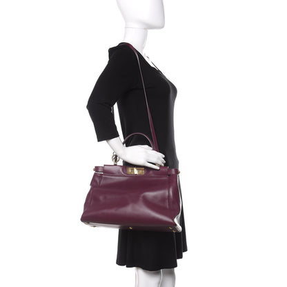 Fendi Nappa Medium Peekaboo Iconic Satchel Bordeaux 2 of 9