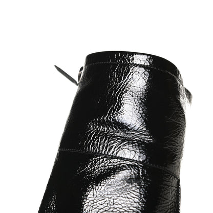 Chanel Shiny Crumpled Calfskin CC Cap Toe Short Boots 40.5 Black 12 of 13