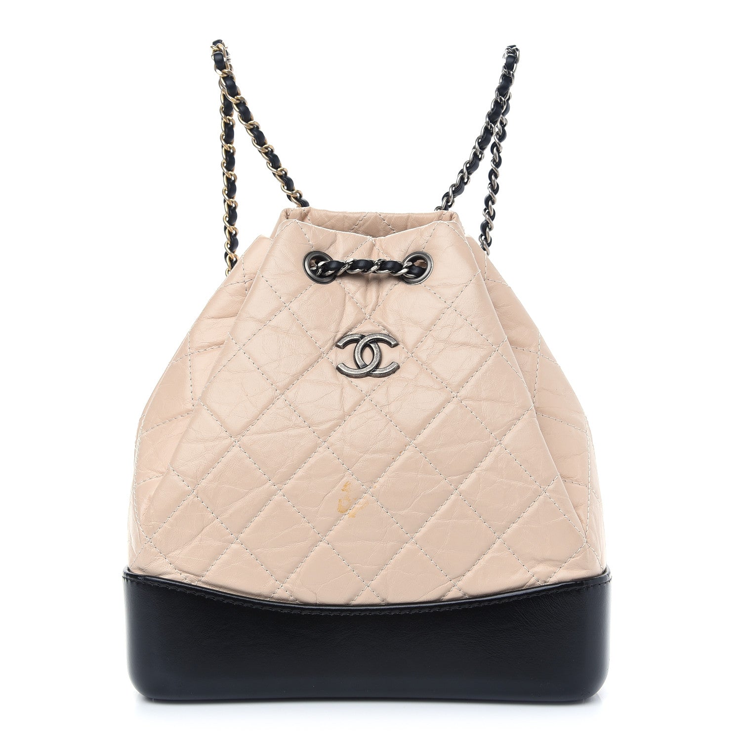 Chanel Aged Calfskin Quilted Small Gabrielle Backpack Beige Black 1 of 12