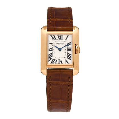 Cartier 18K Yellow Gold Alligator 22mm Tank Anglaise Quartz Watch Brown 1 of 4
