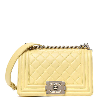 Chanel Lambskin Quilted Small Boy Flap Yellow 1 of 6