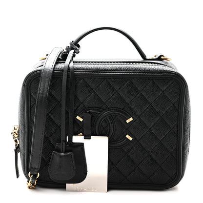 Chanel Caviar Quilted Large CC Filigree Vanity Case Black 3 of 12