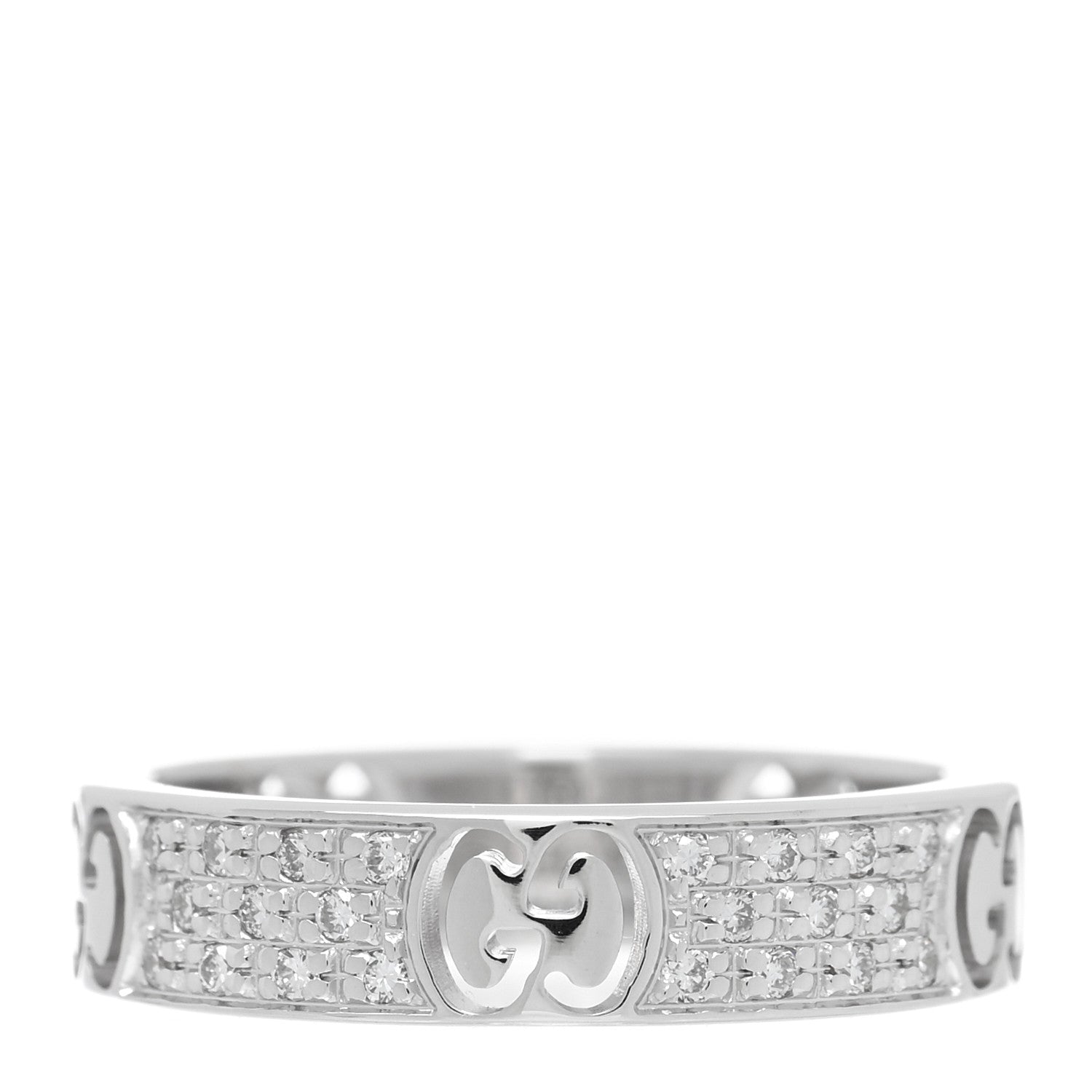 Gucci 18K White Gold Diamond Icon Stardust Band Ring 47 4 1 of 5