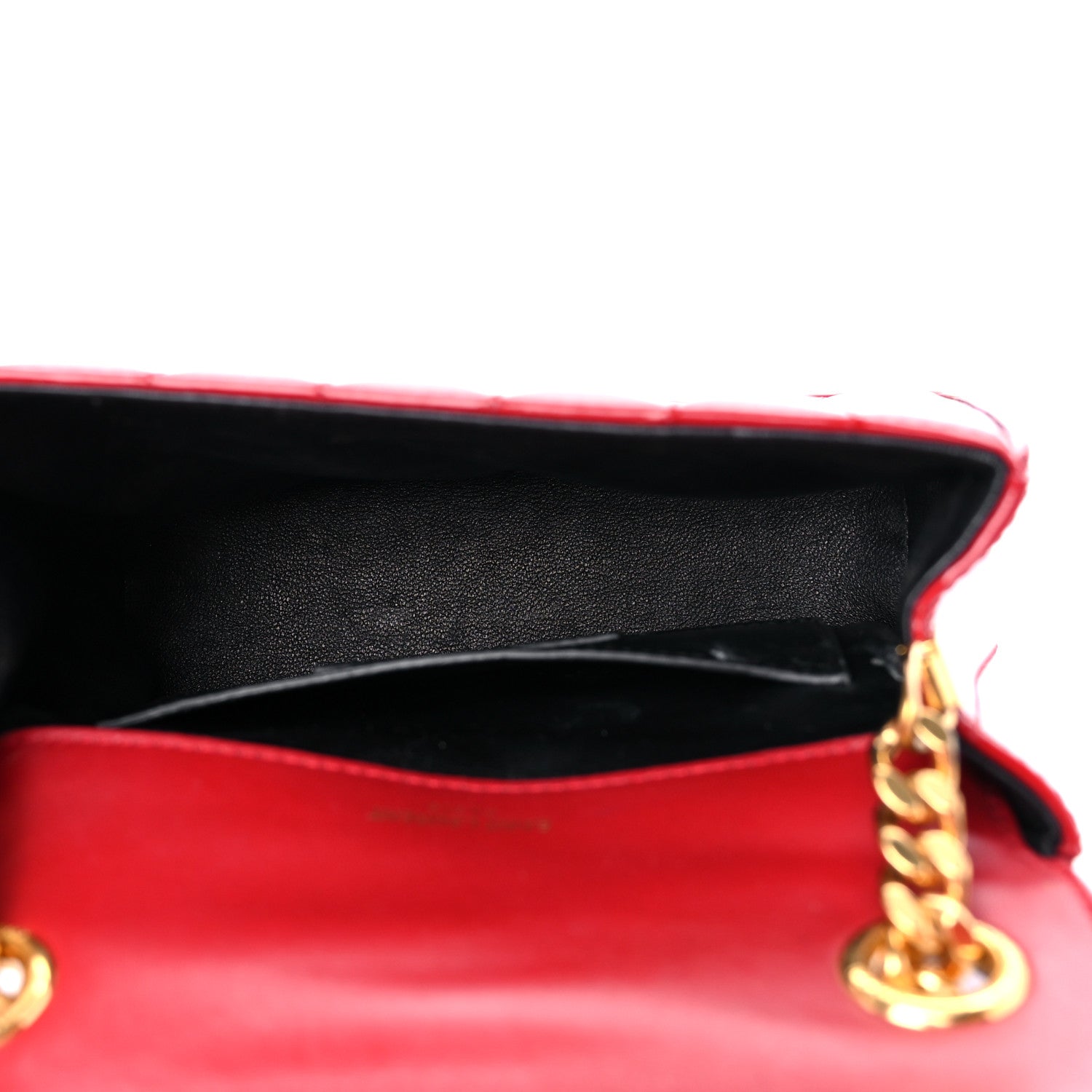 Saint Laurent Patent Matelasse Monogram Small Vicky Chain Bag Red 5 of 17
