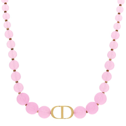 Christian Dior Metal Resin Bead 30 Montaigne Choker Necklace Pink Gold 1 of 7