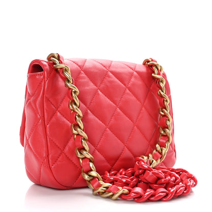 Chanel Lambskin Quilted Small Lacquered Chain Flap Red 2 of 10