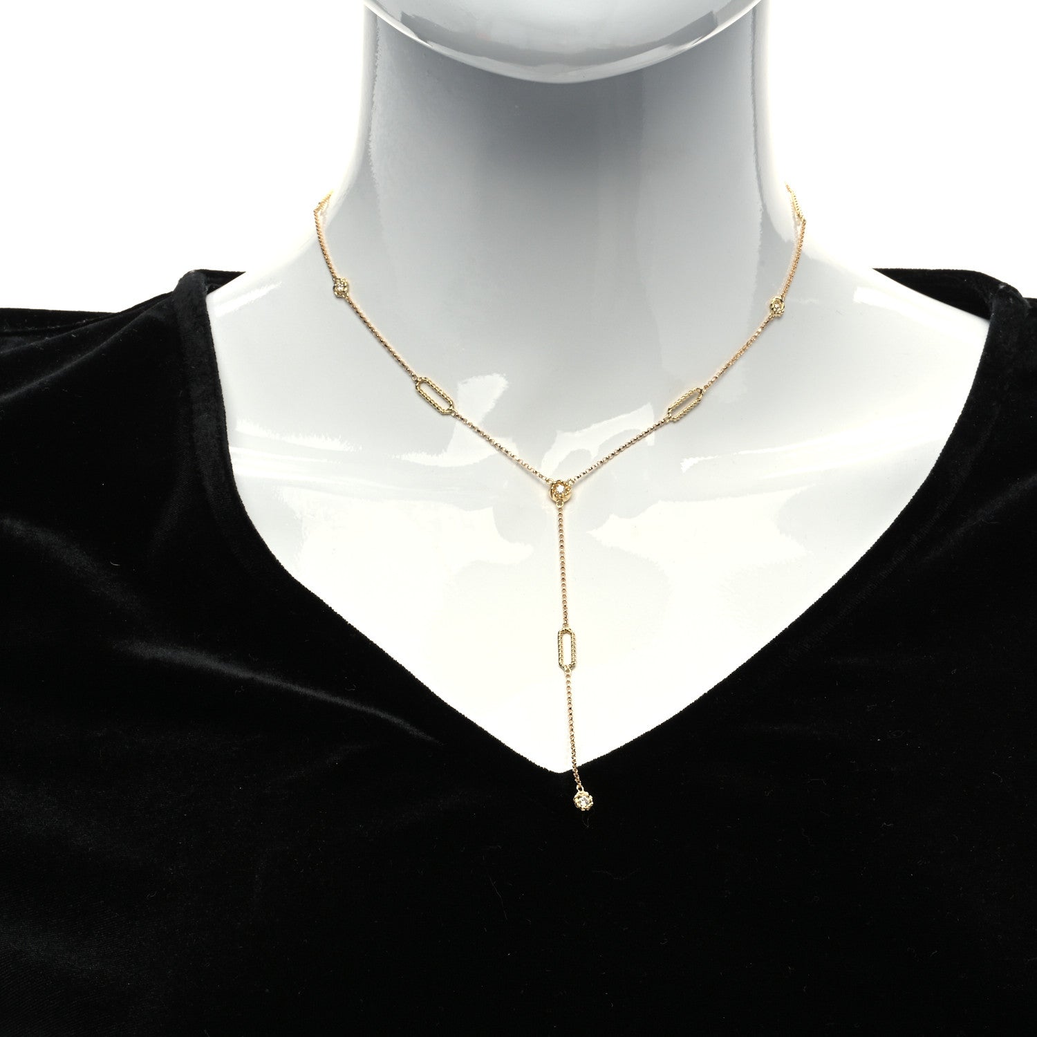 Roberto Coin 18K Yellow Gold Diamond Barocco Y Drop Necklace 2 of 5