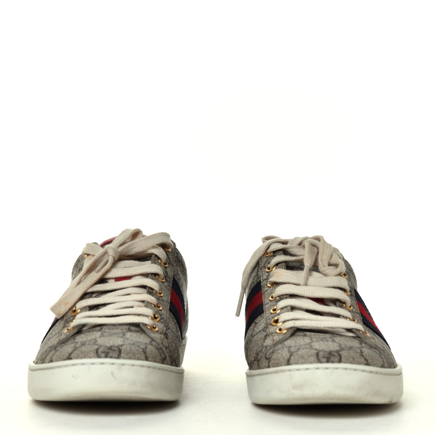 GG Supreme Monogram Ayers Web Womens Ace Sneakers 39 Beige