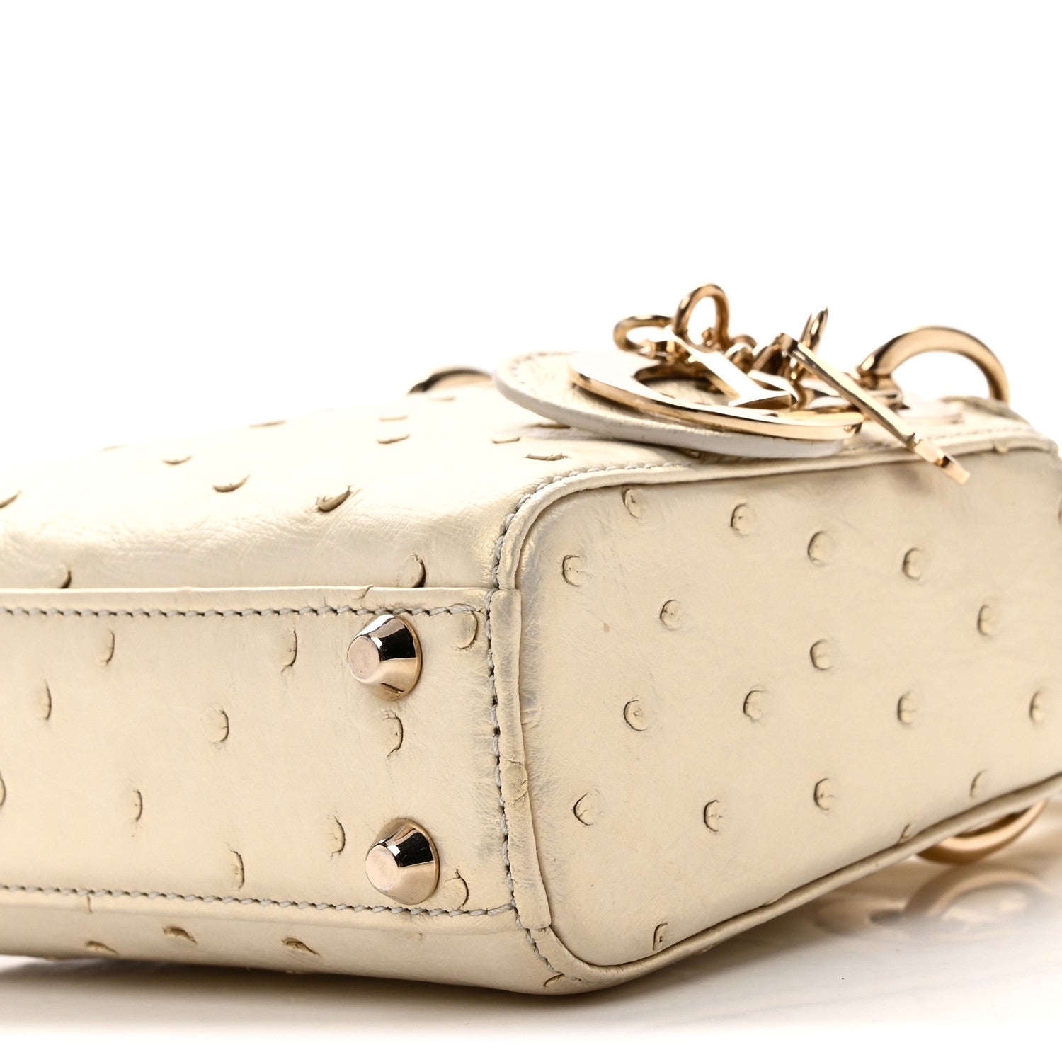 Christian Dior Iridescent Ostrich Micro Lady Dior Latte 9 of 9