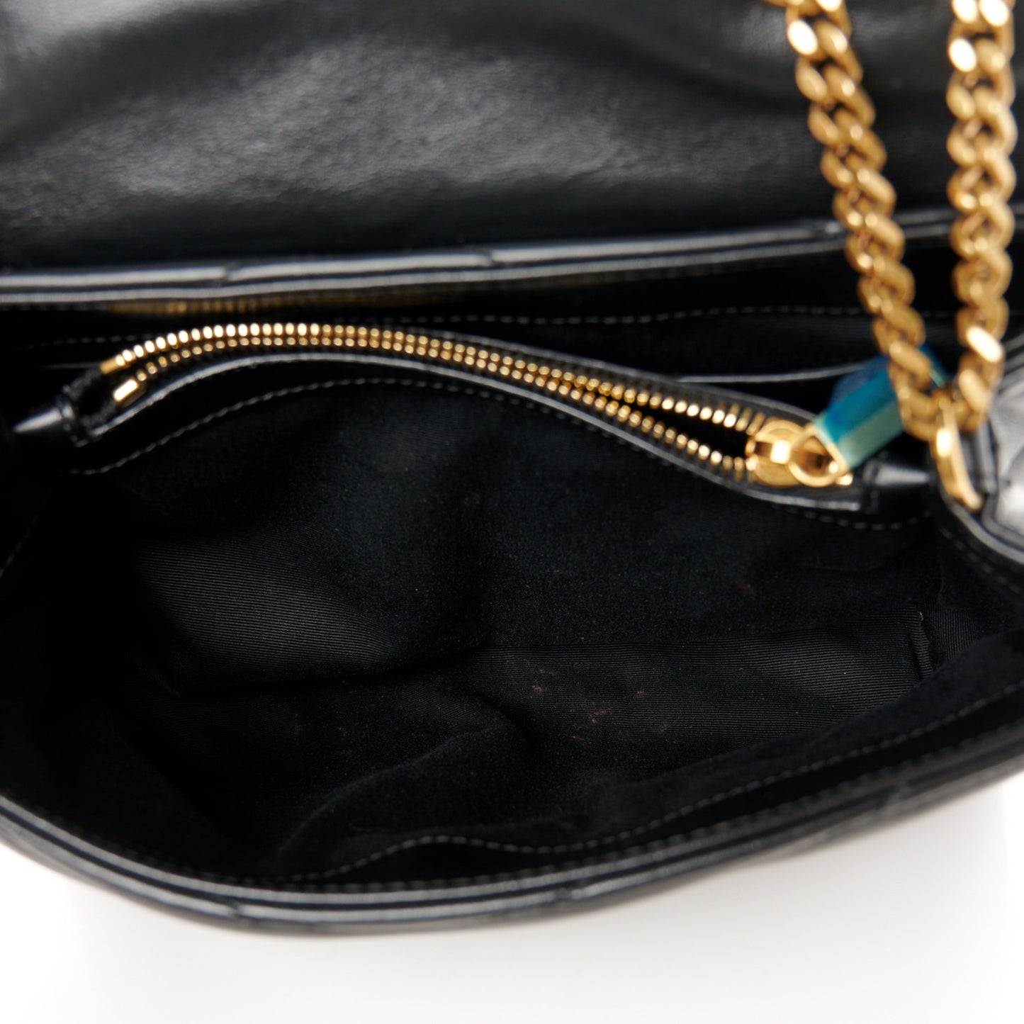Calfskin Y Quilted Monogram Small Loulou Chain Satchel Black