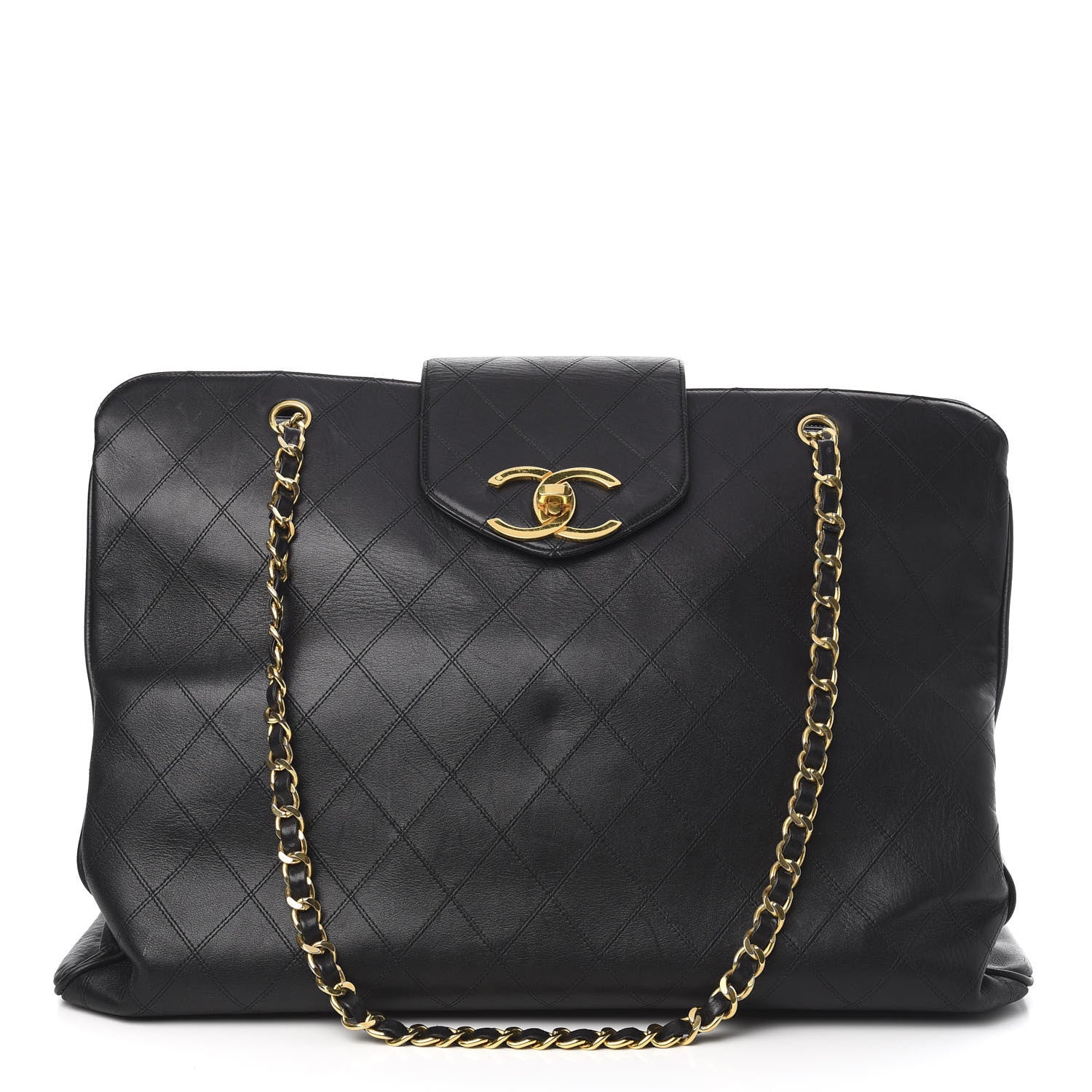 Chanel Calfskin Stitched Shopper Tote Black 1 of 10