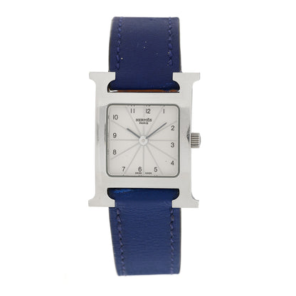 Hermes Stainless Steel Swift 21mm Heure H Hour Quartz Watch Bleu Navy 1 of 7