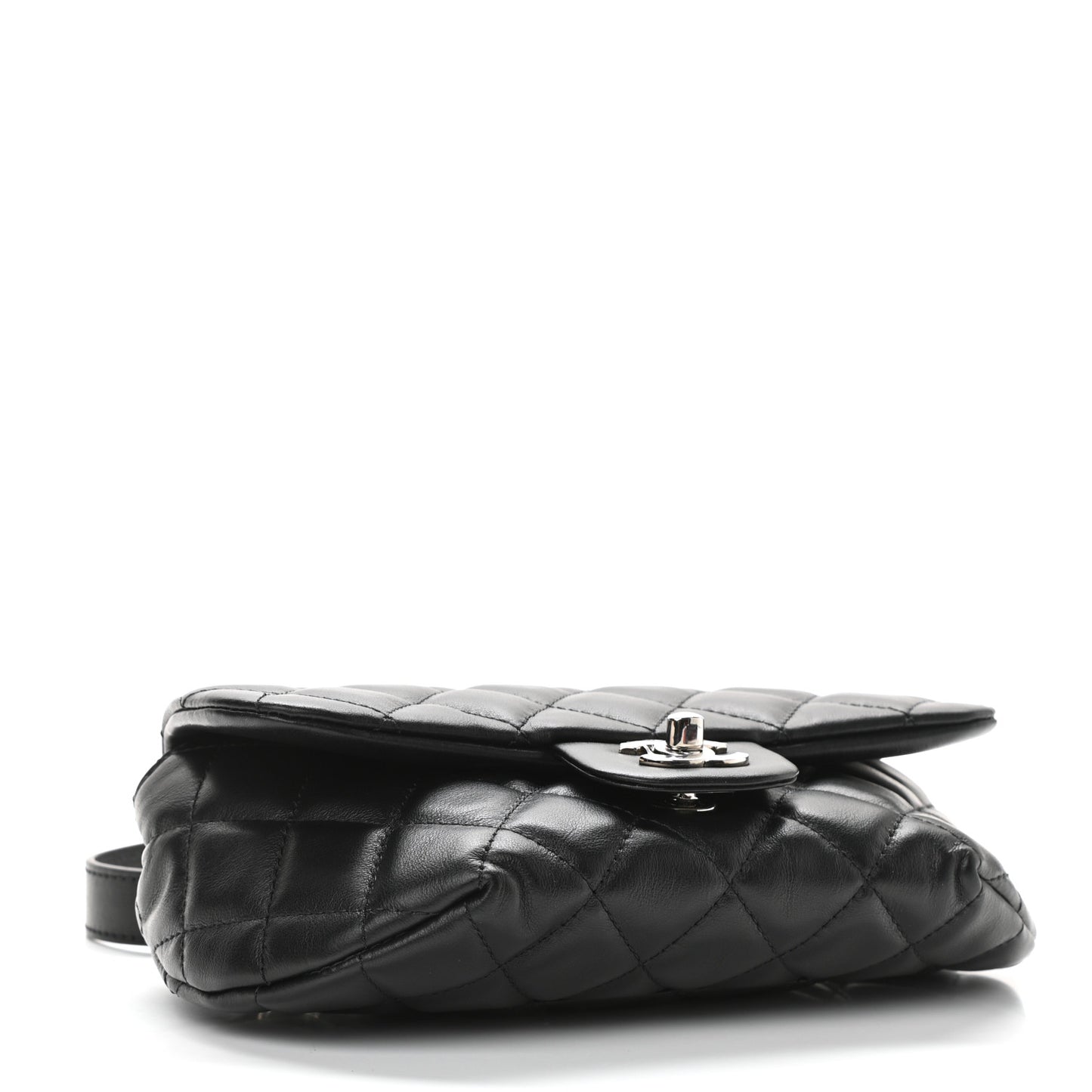 Calfskin Quilted CC Uniform Flap Belt Bag Black