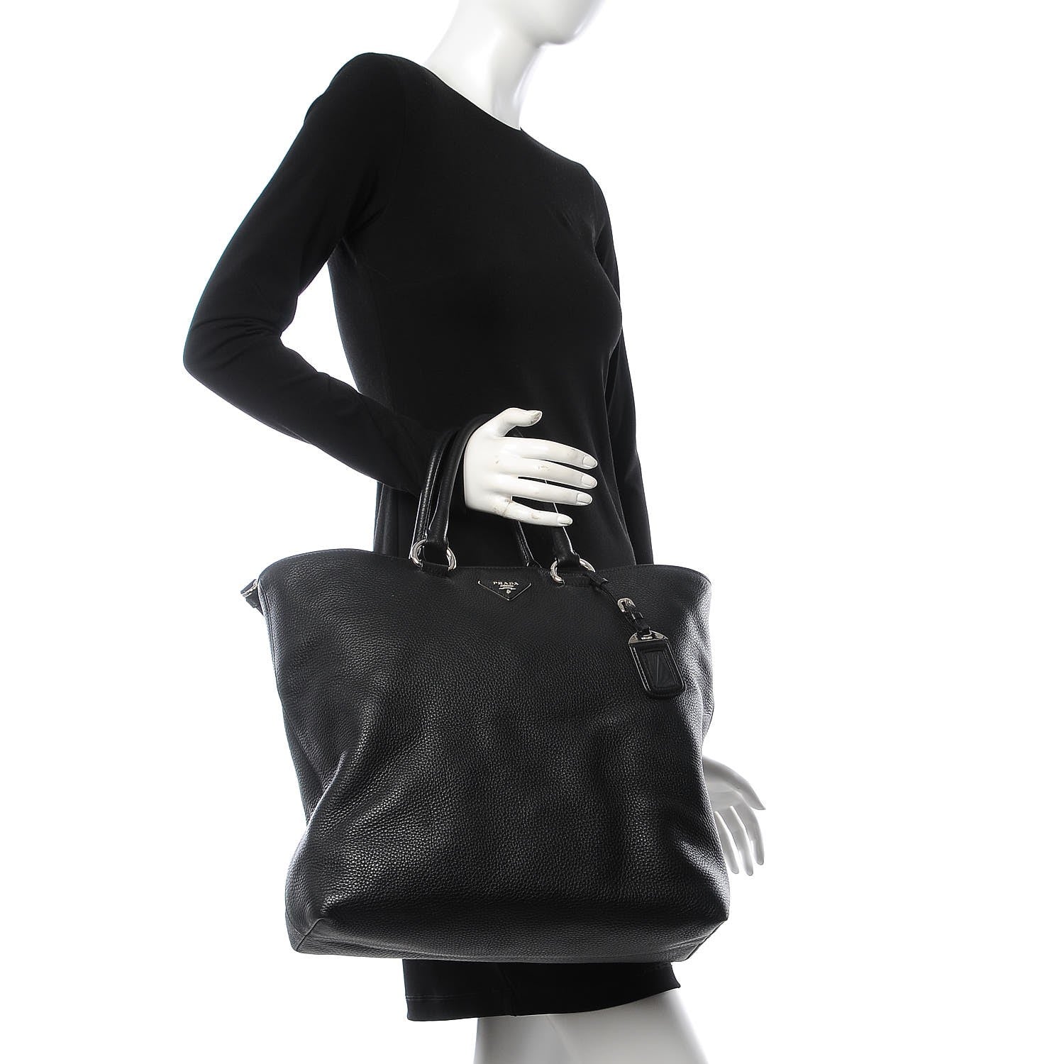 Prada Vitello Daino Tote Black 2 of 14