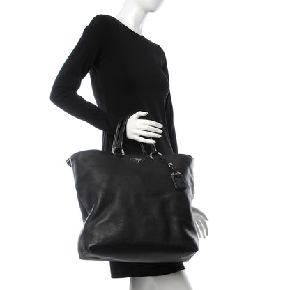 Prada Vitello Daino Tote Black 2 of 14