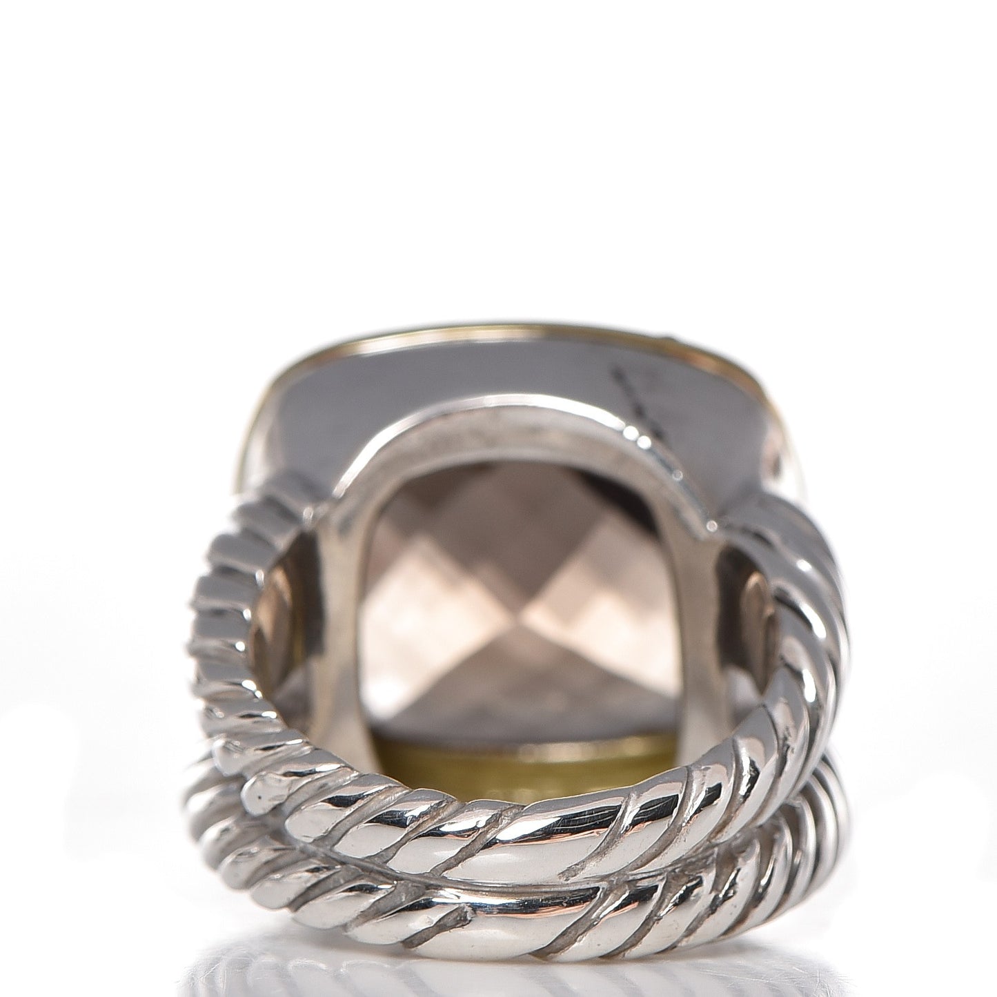 Sterling Silver 18K Yellow Gold Diamond Smoky Quartz 14mm Albion Ring 52 6