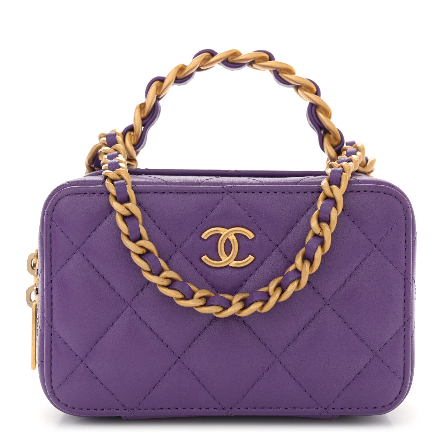 Chanel Lambskin Quilted Top Handle Mini Vanity Case Purple 1 of 10