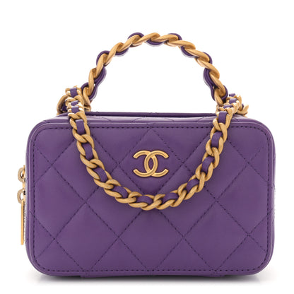 Chanel Lambskin Quilted Top Handle Mini Vanity Case Purple 1 of 10