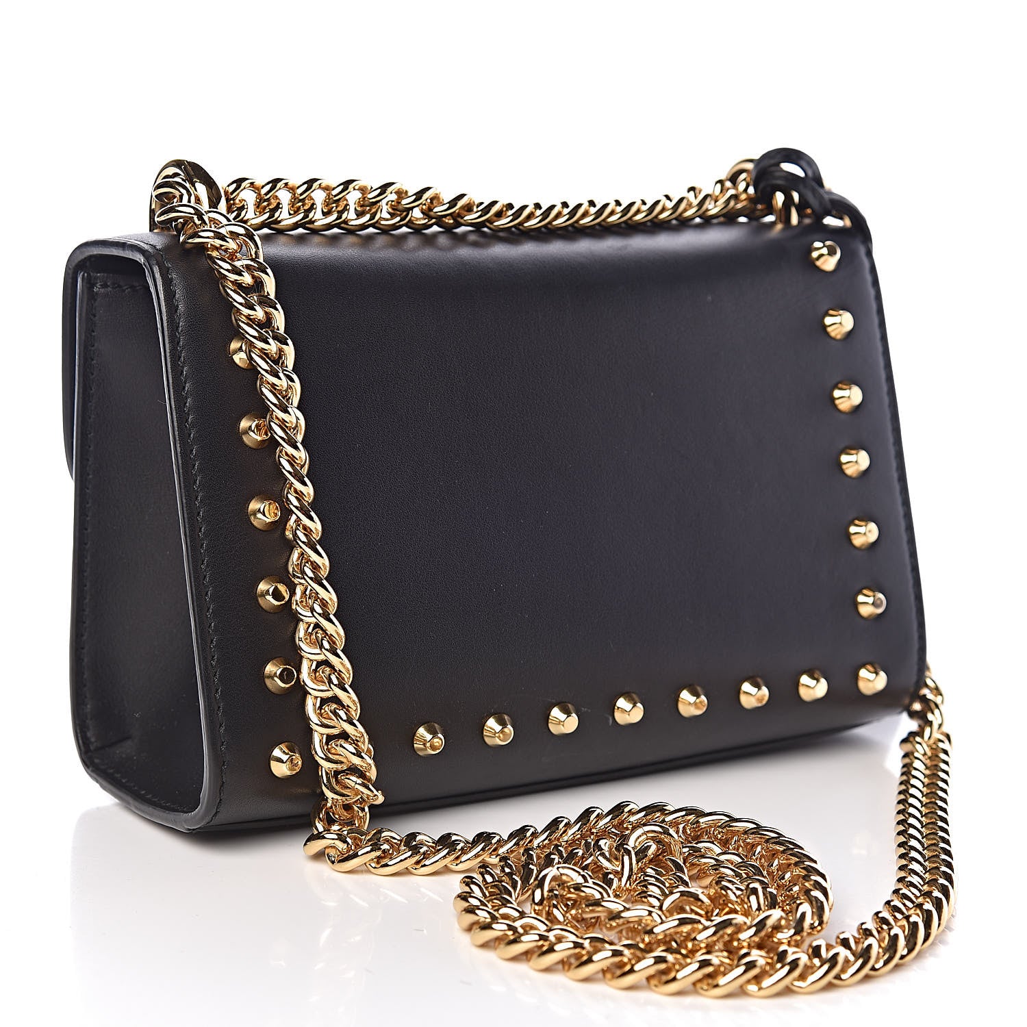 Gucci Calfskin Studded Small Padlock Shoulder Bag Black 3 of 10