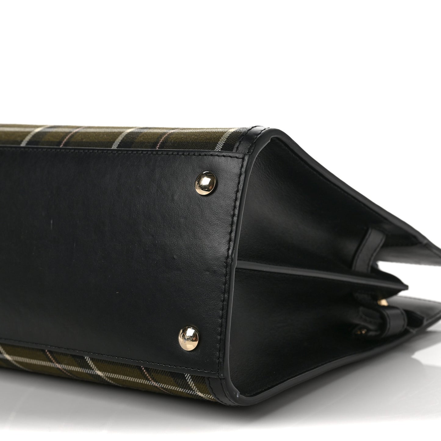 Wool Tartan Two Handle Title Bag Dark Green
