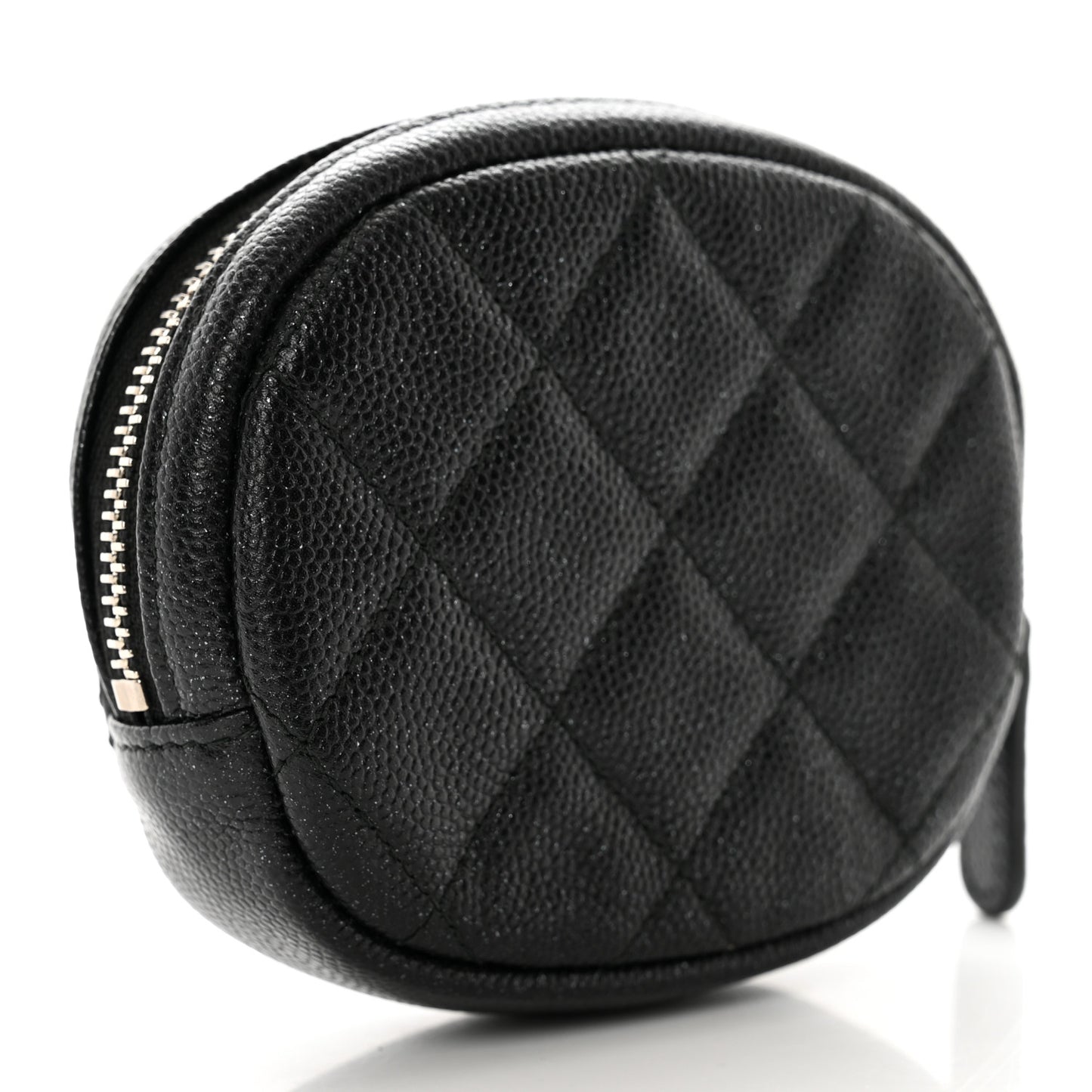 Iridescent Caviar Quilted Zip Around Classic Coin Purse Black