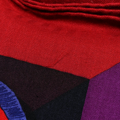 Hermes Cashmere Silk Le Mors a La Conetable Shawl 140 Rouge H Violet Parme 6 of 7