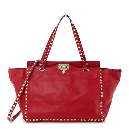 Valentino Garavani Vitello Medium Rockstud Tote Rosso Valentino 1 of 11