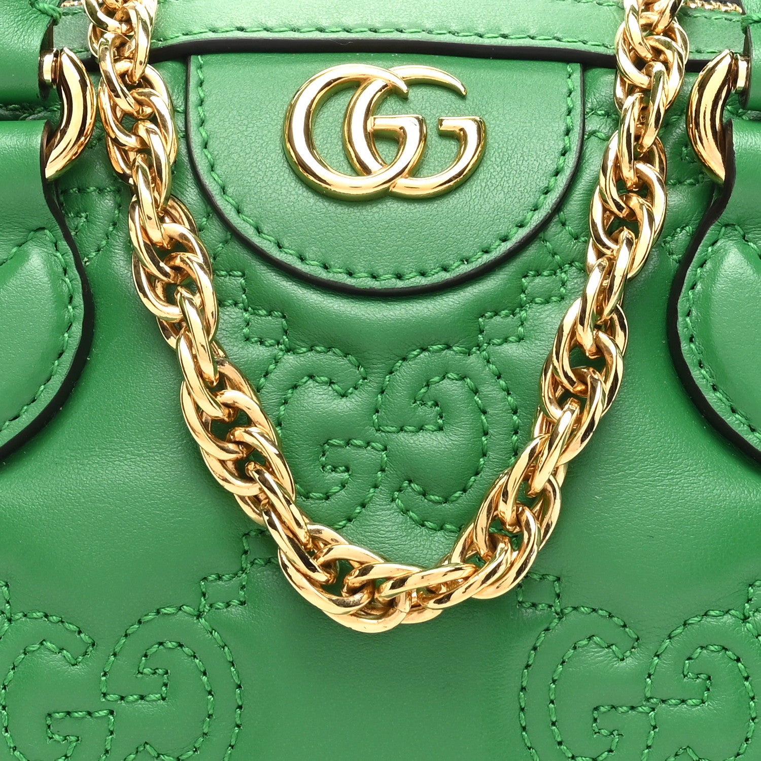 Gucci Calfskin GG Matelasse Mini Bowler Bag Spring Green Natural 7 of 9
