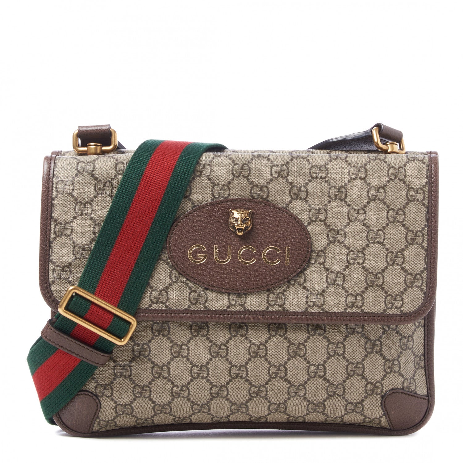 Gucci GG Supreme Monogram Web Neo Vintage Double Flap Messenger Bag Beige New Acero 1 of 7