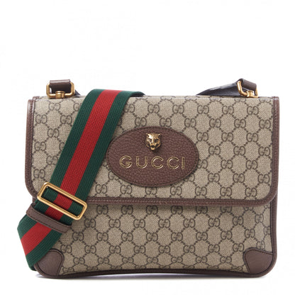 Gucci GG Supreme Monogram Web Neo Vintage Double Flap Messenger Bag Beige New Acero 1 of 7