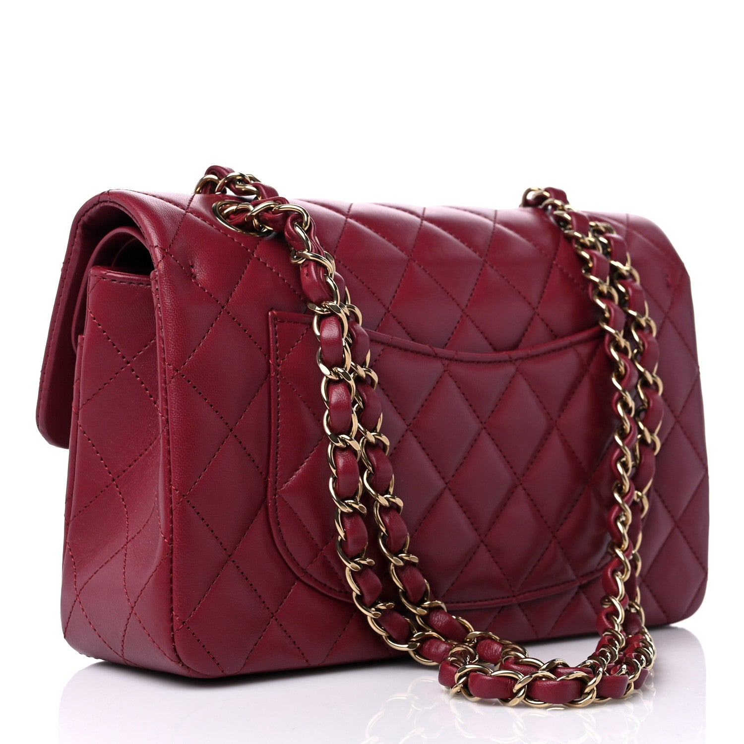 Chanel Lambskin Quilted Small Double Flap Burgundy 3 of 11