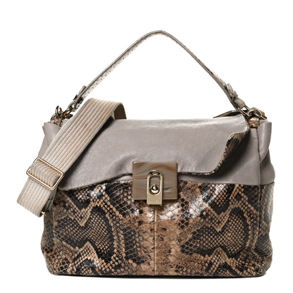 Lanvin Calfkin Embossed Python Medium Double Carry Beige 1 of 13