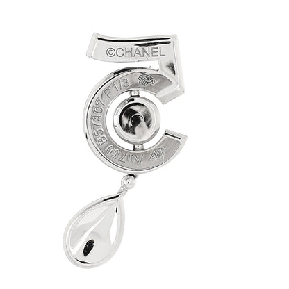 Chanel 18K White Gold Diamond No 5 Transformable Earrings 4 of 5