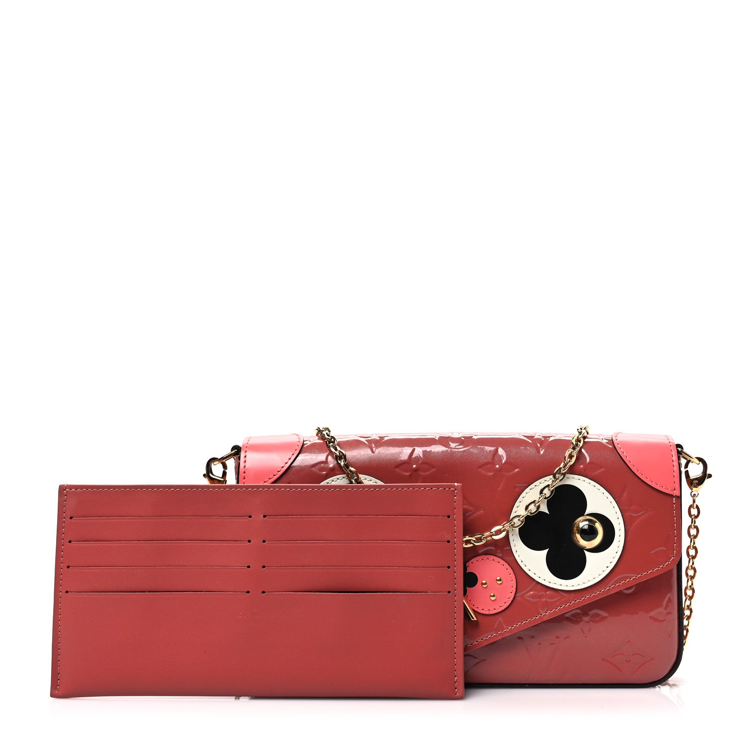 Louis Vuitton Vernis Valentine Dog Pochette Felicie Chain Wallet Pink 1 of 8