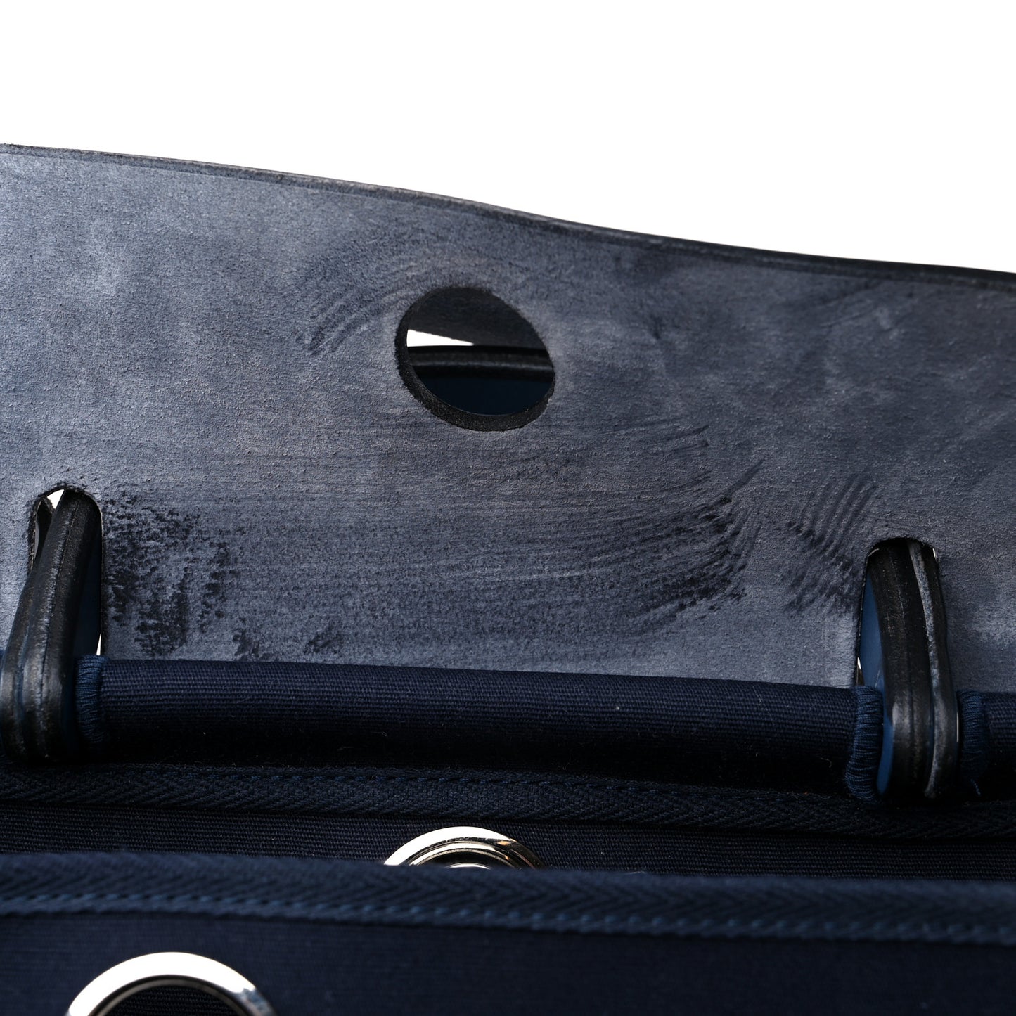 Toile Vache Calfskin Herbag 30 PM Navy Bleu