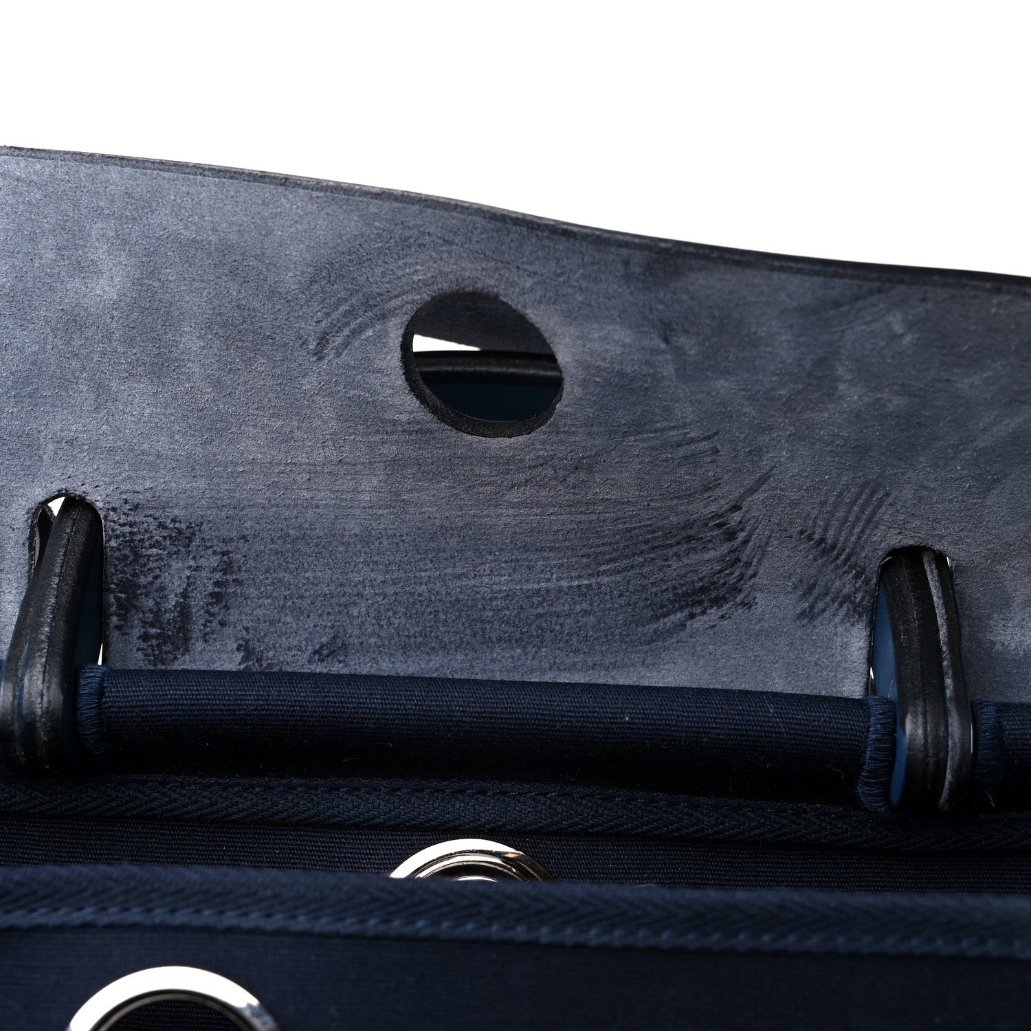 Hermes Toile Vache Calfskin Herbag 30 PM Navy Bleu 10 of 11