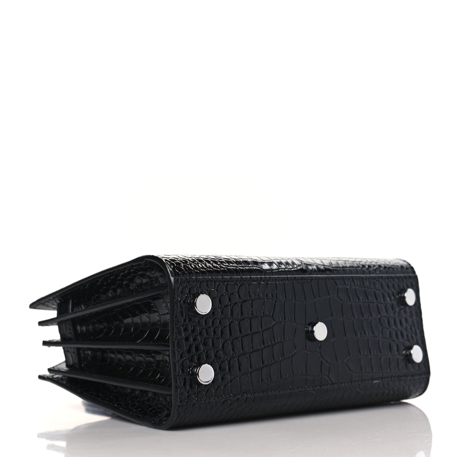Saint Laurent Calfskin Crocodile Embossed Nano Sac De Jour Black 4 of 8