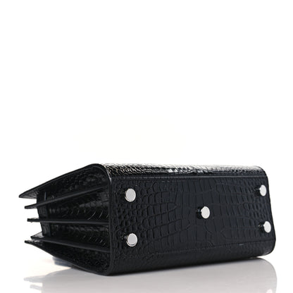 Saint Laurent Calfskin Crocodile Embossed Nano Sac De Jour Black 4 of 8