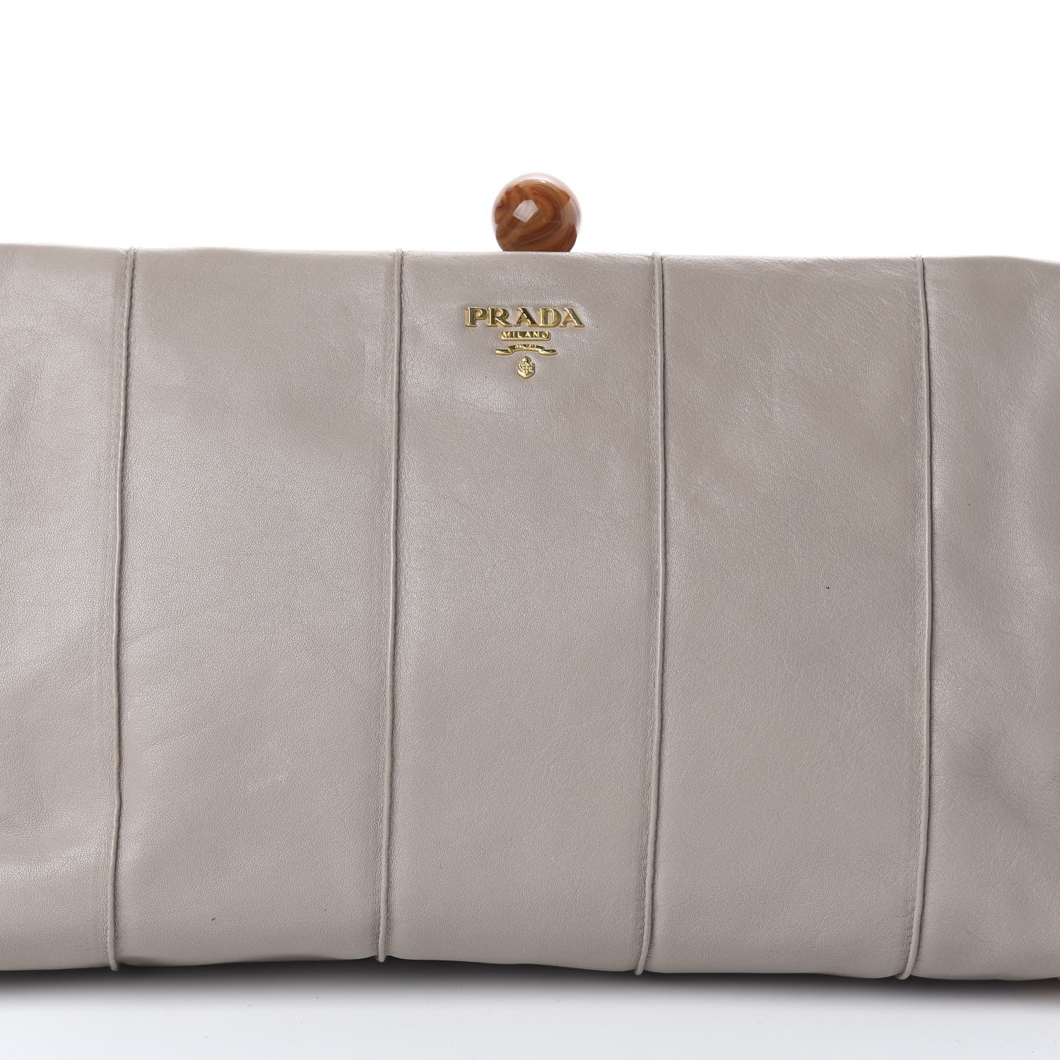 Prada Soft Calf Frame Clutch Argilla 6 of 8