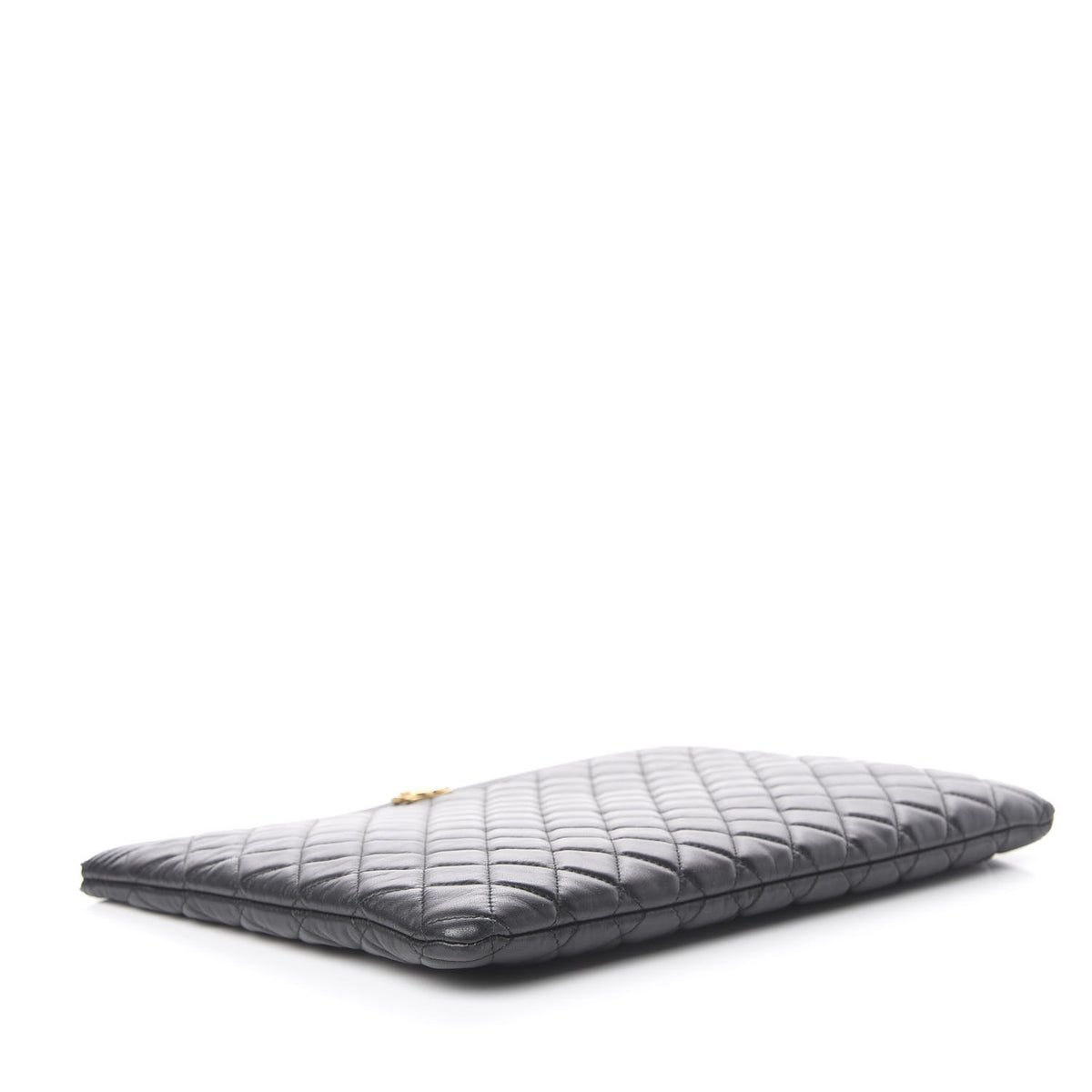 Lambskin Quilted Large Boy Cosmetic Case Black