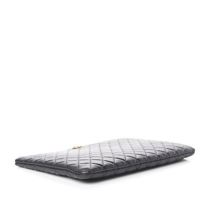 Chanel Lambskin Quilted Large Boy Cosmetic Case Black 3 of 9