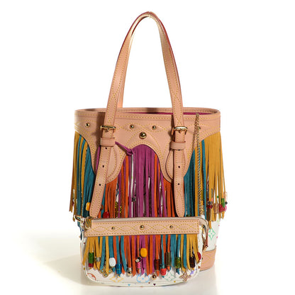 Louis Vuitton Monogram Multicolor Fringe Bucket with Accessories Pouch White 6 of 8
