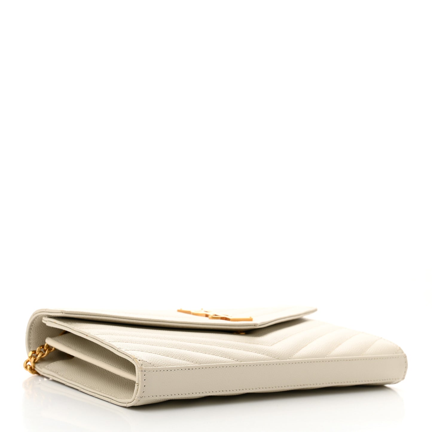 Grain De Poudre Matelasse Chevron Monogram Chain Wallet Crema Soft