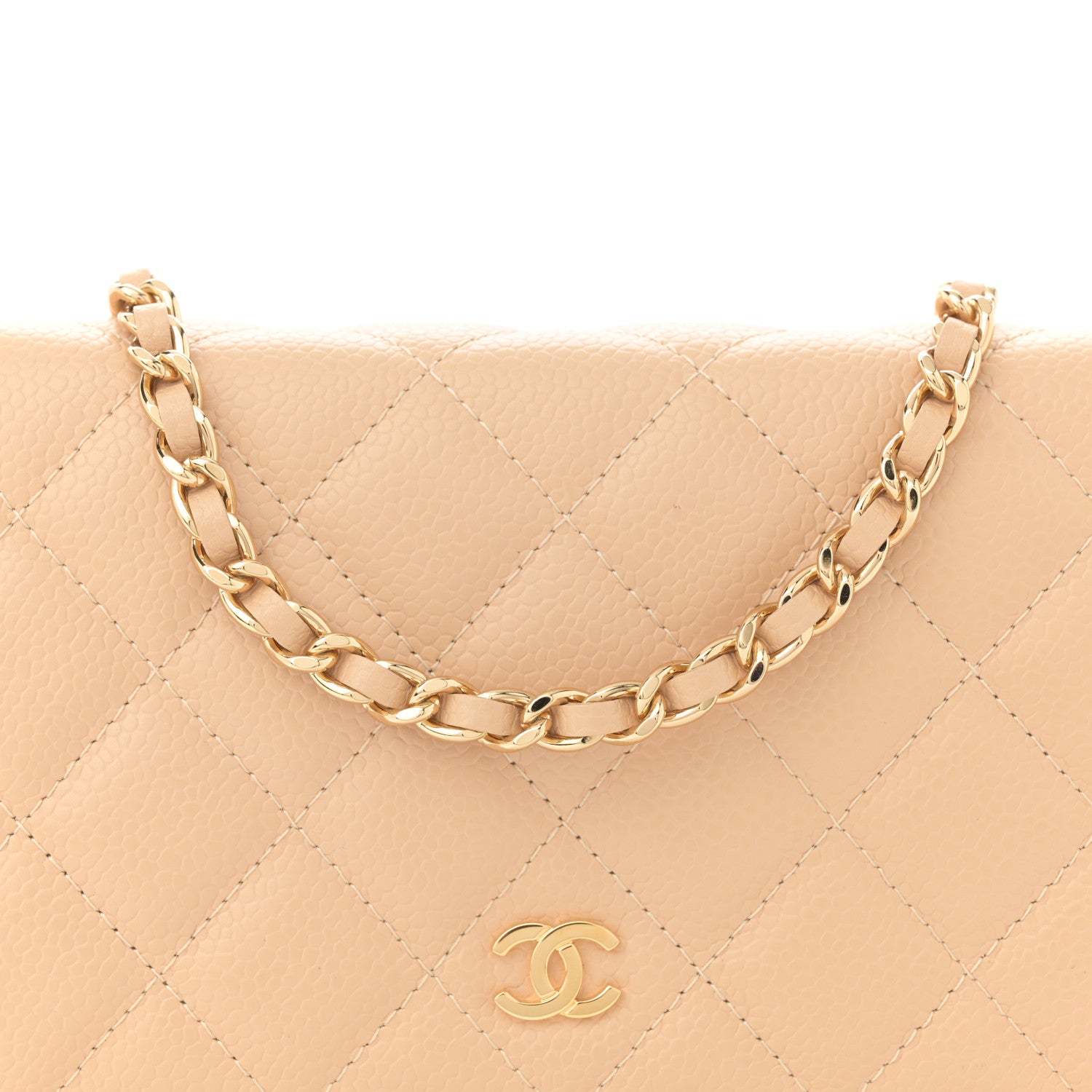 Chanel Caviar Quilted Wallet On Chain WOC Beige 8 of 11