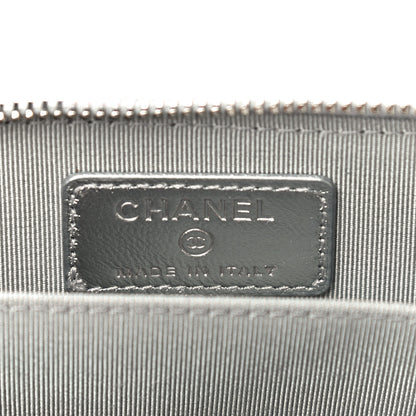 Chanel Gradient Metallic Calfskin Quilted Zip Around Coin Purse Wallet Silver Blue Yellow Purple 6 of 11