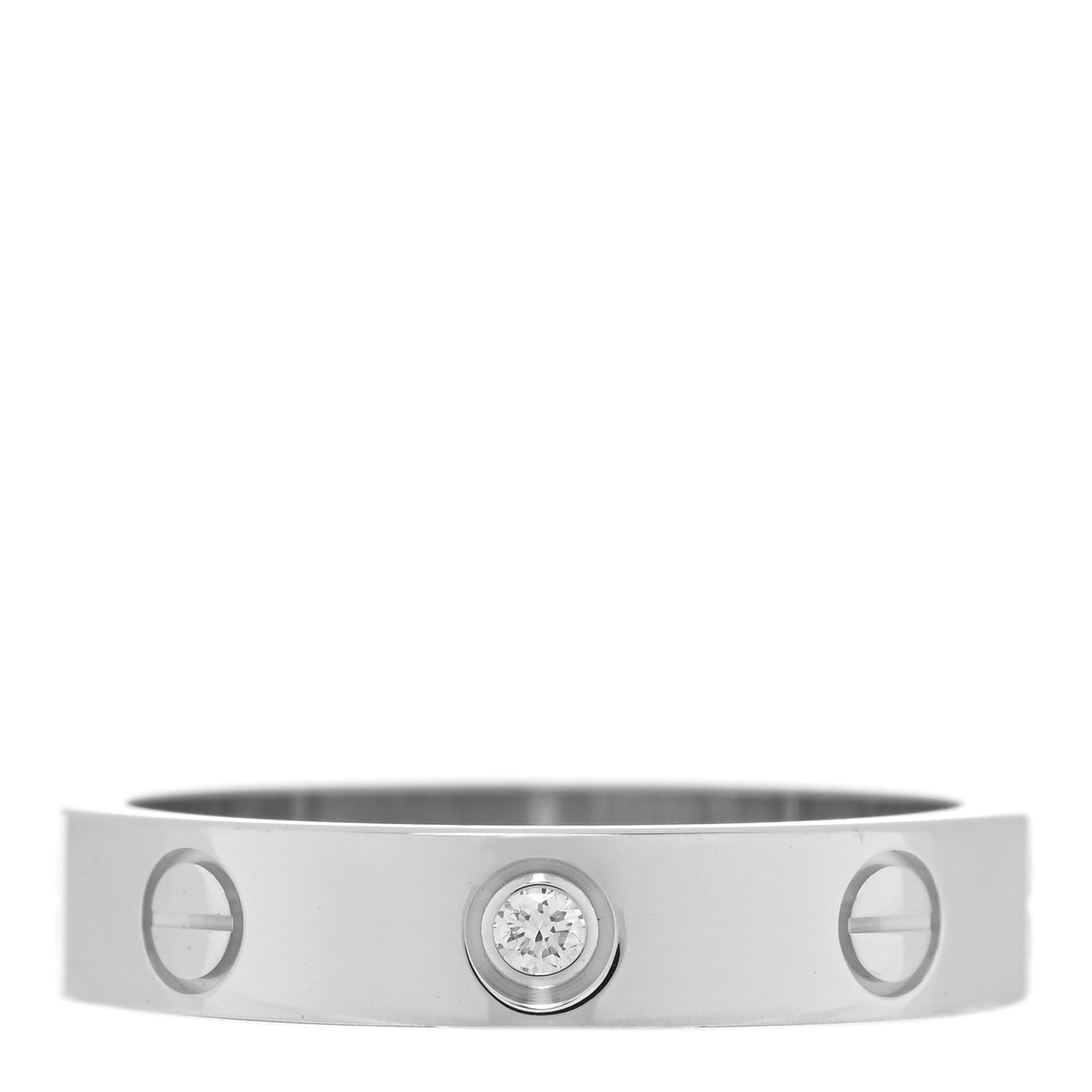 18K White Gold Diamond 4mm LOVE Wedding Band Ring 53 6.5
