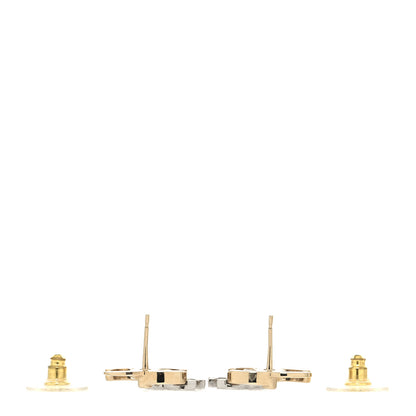 Chanel Crystal Double CC Earrings Gold Silver 3 of 4