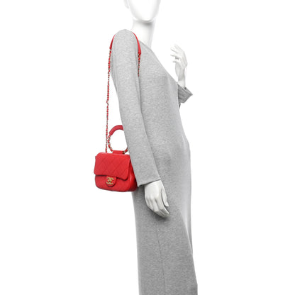 Chanel Lambskin Quilted Small Circular Handle Bag Brilliant Rouge 2 of 10