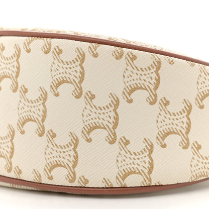 Celine Canvas Calfskin Ava Triomphe Shoulder Bag White 10 of 12